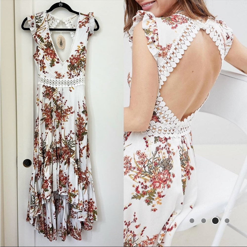 Sisters of the Tribe open back floral high low dress (UK sz 8 / US sz 4)